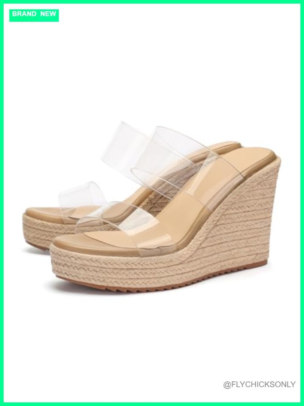 Wedge Sandals Slip On Open Toe Platform Espadrilles Faux Leather